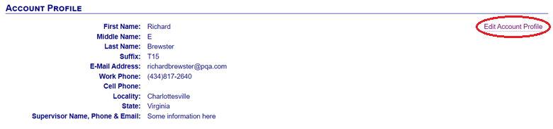 Where the Edit Account Profile Link is located. It is circled in red.